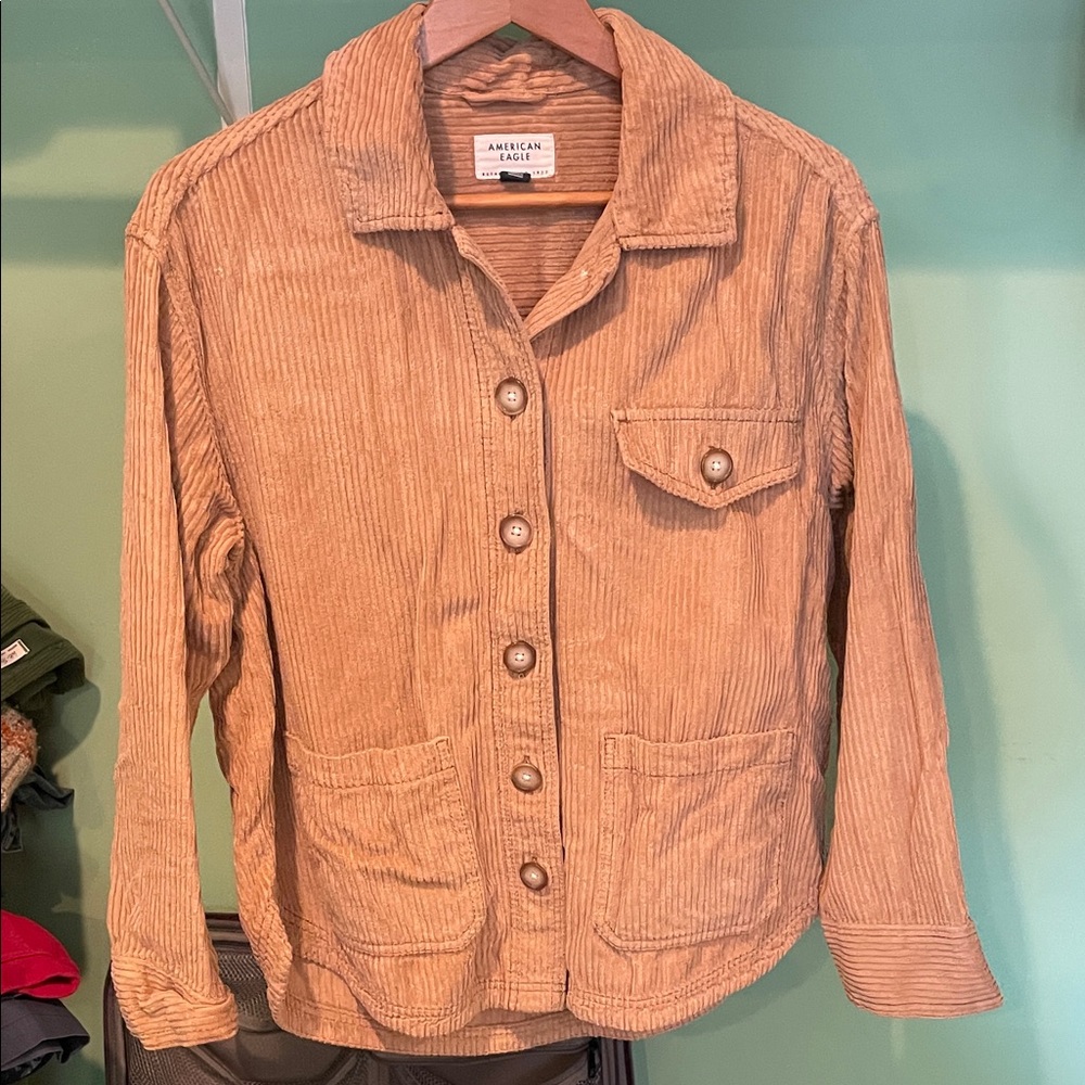 American Eagle Outfitters Women's Beige Corduroy Shirt